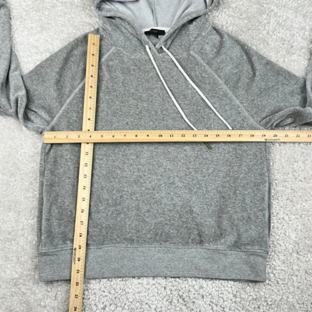 J. Crew Velour Pullover Hoodie Gray